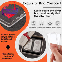 15‑Pack 1 Oz Silver Bar Holder in Transparent Acrylic Case 8mm Depth