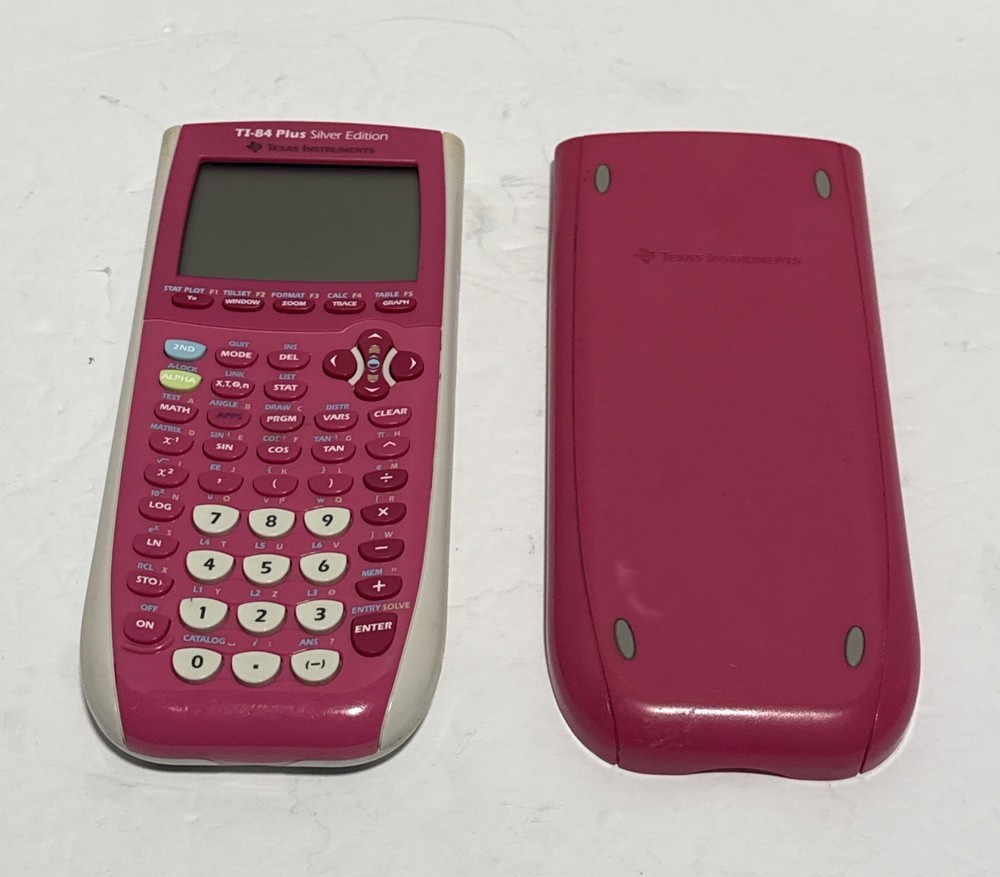 TI-84 Plus Silver Edition Pink Graphing Calculator Texas Instruments WORKS