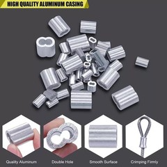 240PCS 304 Stainless Steel Wire Rope Cable Thimbles and Aluminum Crimping Loop S