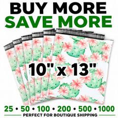Flowering Cactus Poly Mailers 10×13 Designer Shipping Bags Self Seal Boutique