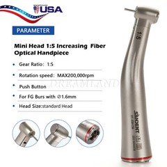 Dental 1:5 Increasing Contra Angle FG1.6mm LED Fiber Optic Handpiece SANDENT USA