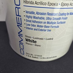 Rust-Oleum 375658 Epoxy Coating, Gloss, Water Base, White, 1 Gal
