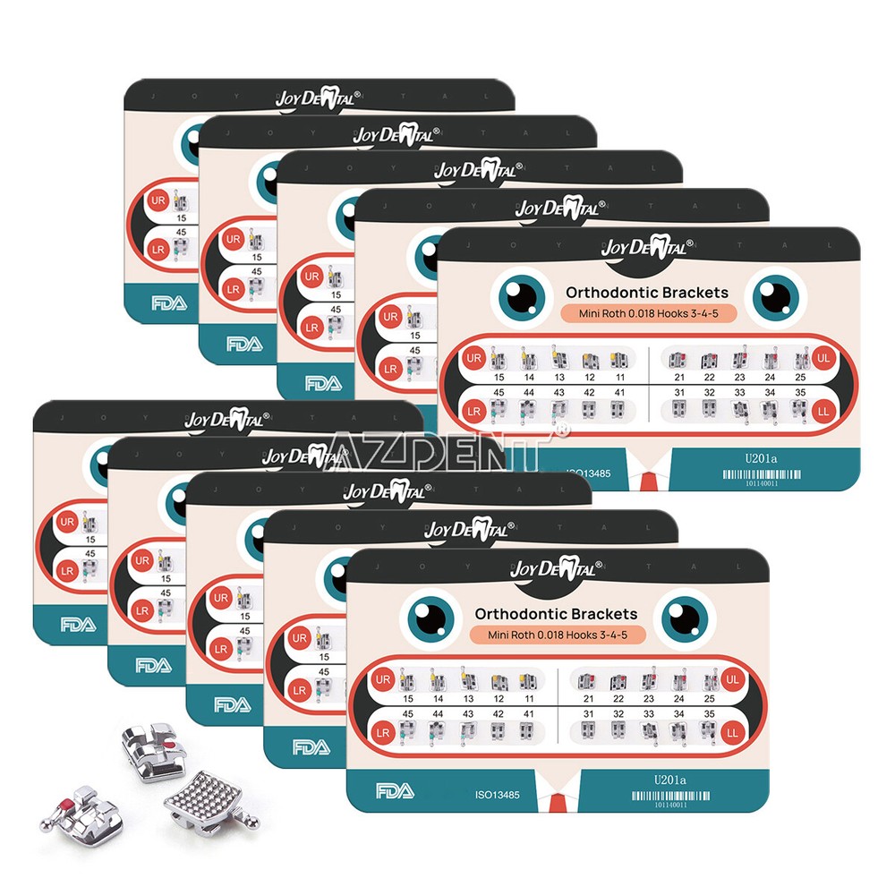 20Pcs Dental Orthodontic Metal Brackets Braces Mini Roth/MBT 018/022 Hooks 345