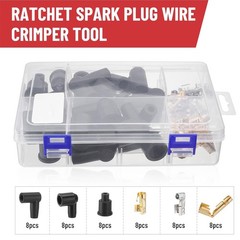Premium Ratchet Spark Plug Wire Crimping Tool Kit with 24 Terminals & Boots