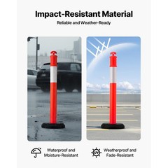 Uimoso Set of 9 Traffic Delineator Posts with Fillable Bases, 48 Inches Tall