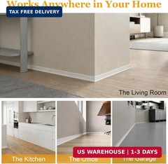 Self-Adhesive Flexible Baseboard Molding Trim – 60 Ft Vinyl Wall Base for Curved