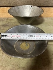 2 Vintage Galvanized Metal Dairy Strainer, Farmhouse Milk Funnel