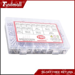 Findmall 780 PCS Pan Head Sheet Metal Screws Assortment Kit #4#6#8#10 Stainless