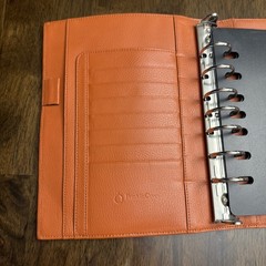 Franklin Covey Planner 7-Ring Orange Leather Classic Magnetic Snap Organizer