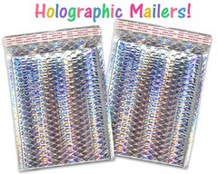 Nude Pink & Holographic Bubble Mailer 9.5×13 Metallic Foil Padded Envelopes Pack