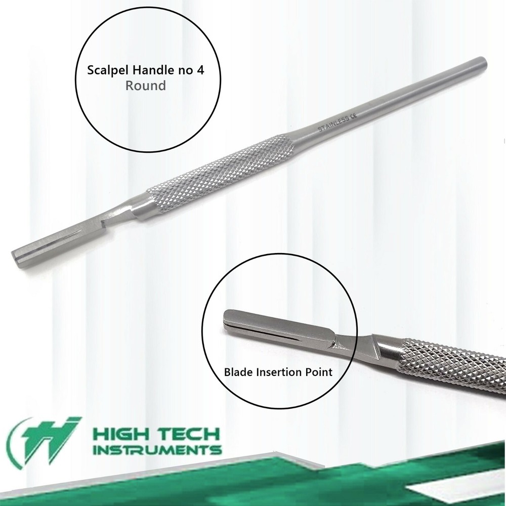 Scalpel Handle No.4 Round Blade Holder Handle Stainless Steel Fully Autoclavable