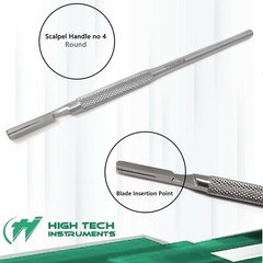 Scalpel Handle No.4 Round Blade Holder Handle Stainless Steel Fully Autoclavable
