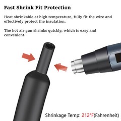 BLACK φ 6.4mm 1/4″ Heat Shrink Tubing Dual Wall 3:1 Marine Adhesive Glue Lined