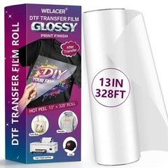 DTF Transfer Film Roll, 13″ x 328ft – Glossy Transfer Finish, Double-Sided