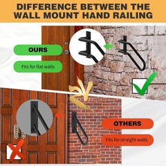 Left Side Wall Mounted handrail, Garge Door Stair Railing for 1-3 Steps(Polis…