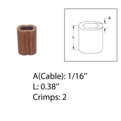 1/16″ Copper Crimping Loop Sleeve Wire Rope Sleeves Double Barrel Ferrule 10 Pc