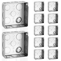 PercyEffie 10 Pack 4″ Square Electrical Box, 1-1/2” Deep Metal Electrical Box