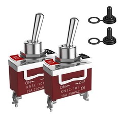 2Pack 30A 12V Toggle Switch Heavy Duty SPST 2Pin Waterproof Cover ON/OFF Kit