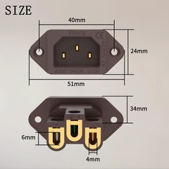 Gold Plated HiFi Power Inlet AC 250V 10A IEC C14 Plug