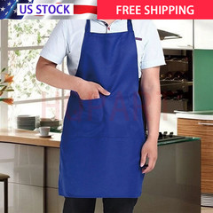 2 Pockets Kitchen Chef Bib Apron Cooking Waterproof Butcher Catering Restaurant