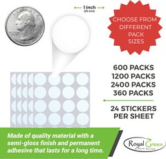 Round Dots Stickers Assorted Colors Coding Circle 1″ 25mm Labels by Royal Green