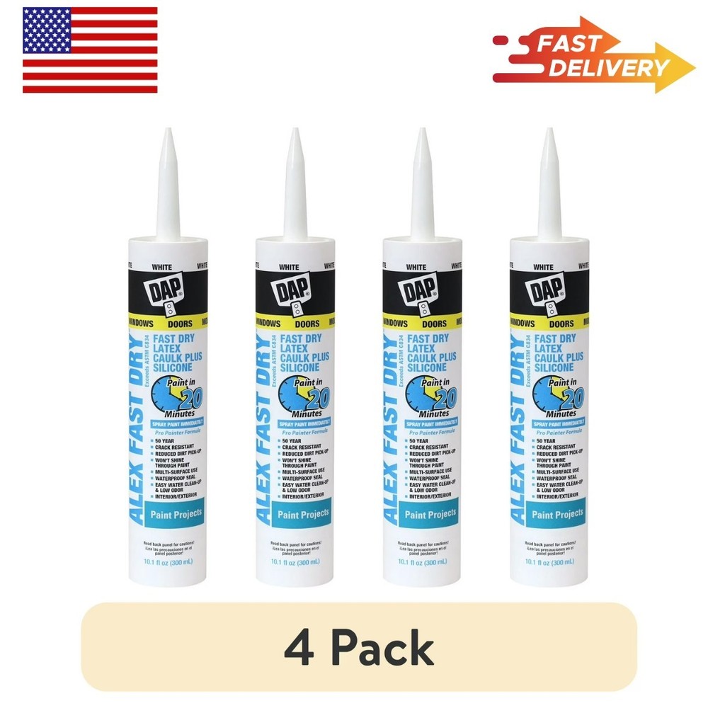 (4 Pack) Alex plus 10.1 Oz Clear All Purpose Acrylic Latex Caulk plus Silicone