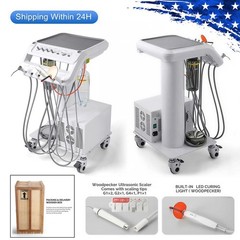 Portable Dental Mobile Delivery Unit System Air Compressor Cart 4 Holes