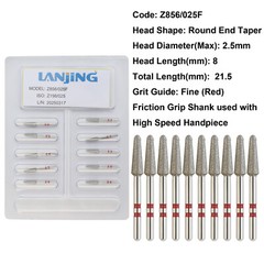 20 Types Zirconia Dental Diamond Burs FG Friction Grip for High Speed Handpiece