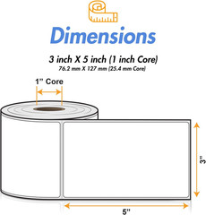 Officesmartlabels 3″ X 5″ Direct Thermal Labels, 20 Rolls | 6000 Labels, Compati
