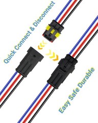 14AWG 3 Pin Plug Waterproof Connector, Male and Female Way Auto Electrical Wire