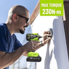 21V Brushless Impact Drill Set 230N.m Torque 2×2.0Ah + 20 Bits