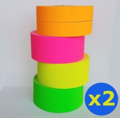 2 x Monarch 1131 price gun Pink Green Orange Yellow Fluorescent 4 Rolls Ea w Ink