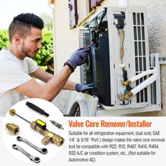 New Valve Core Remover Installer Tool & HVAC Service Wrench Set 1/4 & 5/16 Port