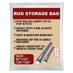 2PCS Carpet Storage Bag,Plastic Rug Storage Bag with Zip Tie,Rug Bags for Mov…