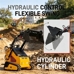 New 24HP Mini Skid Steer Loader 4-in-1 Bucket 3-Stage Pump Hydraulic System