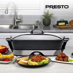 Presto Electric Foldaway Nonstick Skillet with Tempered Glass Lid, 16″, Black
