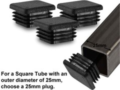 Plastic Black Blanking End Cap Caps Tube Pipe Inserts Plug Bung Steel Tubing Leg