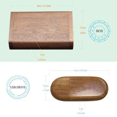 64GB USB3.0 Oval Wood Flash Drive Box, FEWINA Wooden USB Drive 64G USB 3.0 Su…