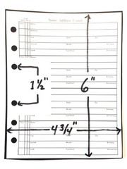 4 3/4 x 6 Inch Address Book Refill 4.75 inches wide by 6 tall, white