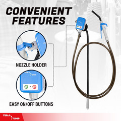 Electric Powered 55 Gallon Drum Barrel Pump, 2.4GPM | Quick Stop Flow Control No