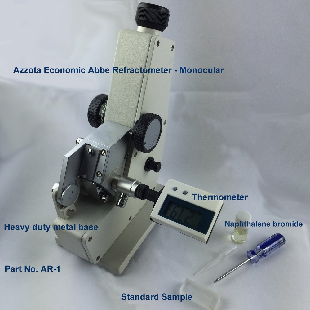 Azzota® AR-1, Abbe Refractometer, Monocular, Measuring Range: 1.3000-1.7000 nD