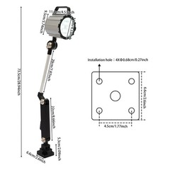 18W IP67 LED Machine Tool Work Light, Adjustable Long Arm Workshop Lamp, 110V US