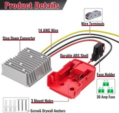 DC 18V to 12V 20A 240W Step Down Converter Compatible with Milwaukee 18V Battery