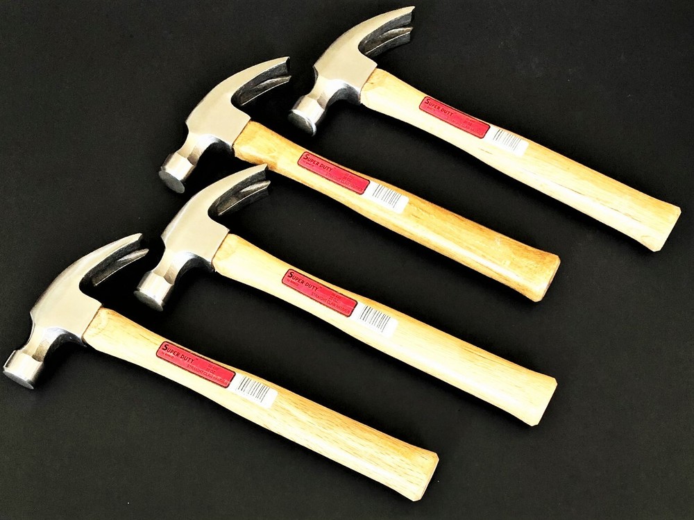 4 BARCO 20oz Super Duty Straight Claw Hammers Hickory Wood Handle WHOLESALE
