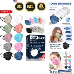 KN95 Face Masks for Adults, 50 Pack 10 Colors Disposable KN95 Masks, 5 Layer …