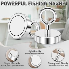 FINDMAG Neodymium Magnets, 150 LBS Strong Magnet 1.42 inches (36mm), Silver