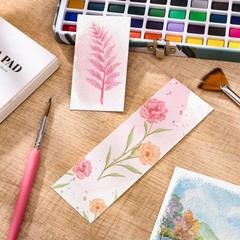 Prudiut 60 Pcs Watercolor Bookmarks, 140 lb/300 GSM 1.9 x 5.9 inches, white