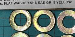 500- 5/16” F436 Structural Flat Washers Zinc Yellow, 11/16” O/D, 0.60” Thick