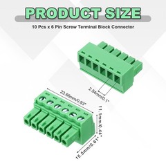 10PCS 6-Pin PCB Mount Screw Terminal Block Connectors 3.81mm/0.15″ Pitch