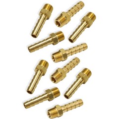 10 x 1/4(6mm) In Hose Barb to 1/8 Inch Male Thread Fitting, Brass Connector